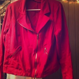 Lane Bryant 16 red moto jacket with pockets